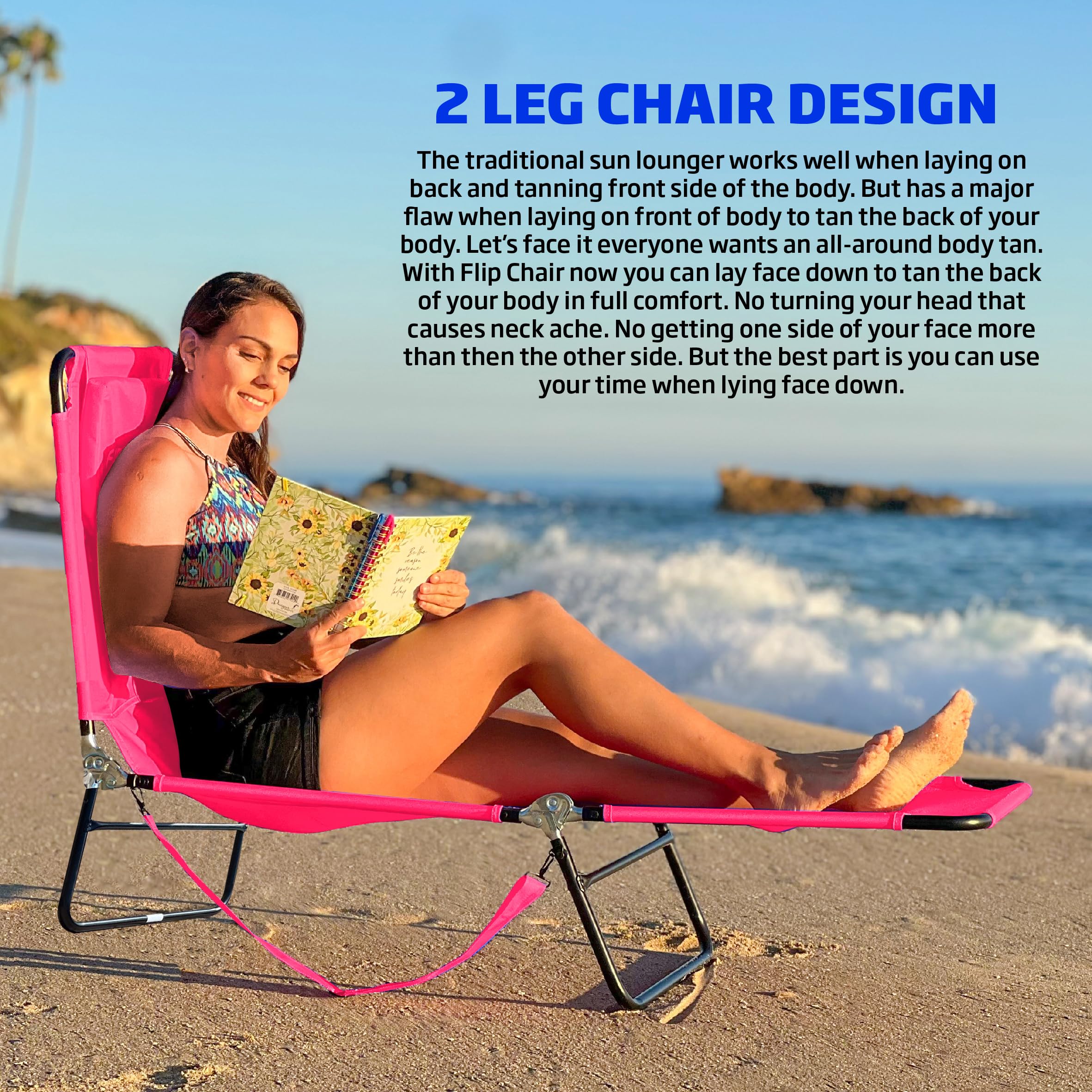 EasyGo Products pink lawn chair headrest pillow detail.