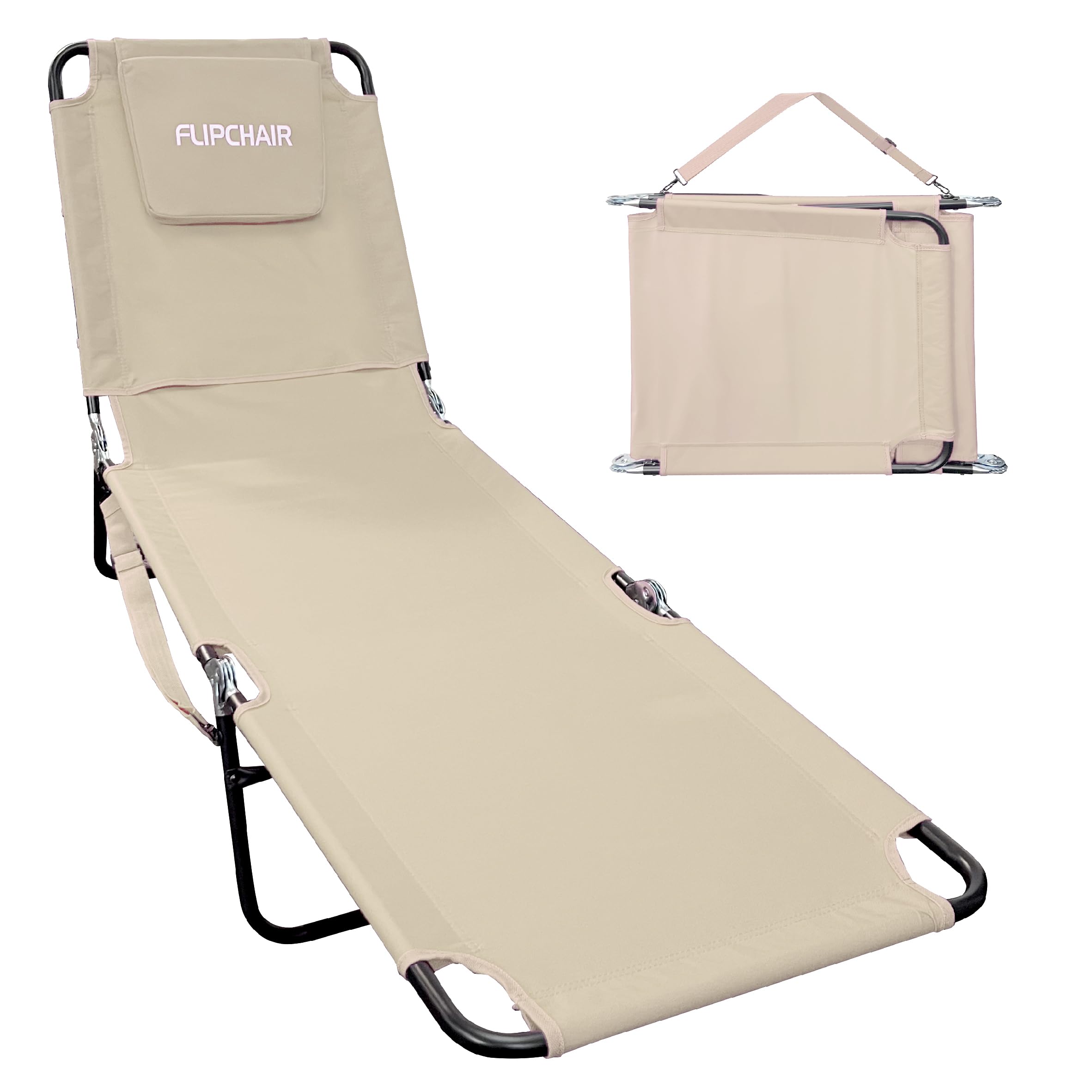 EASYGO Pool Chair Chaise Lounge tan poolside lounging with durable comfort