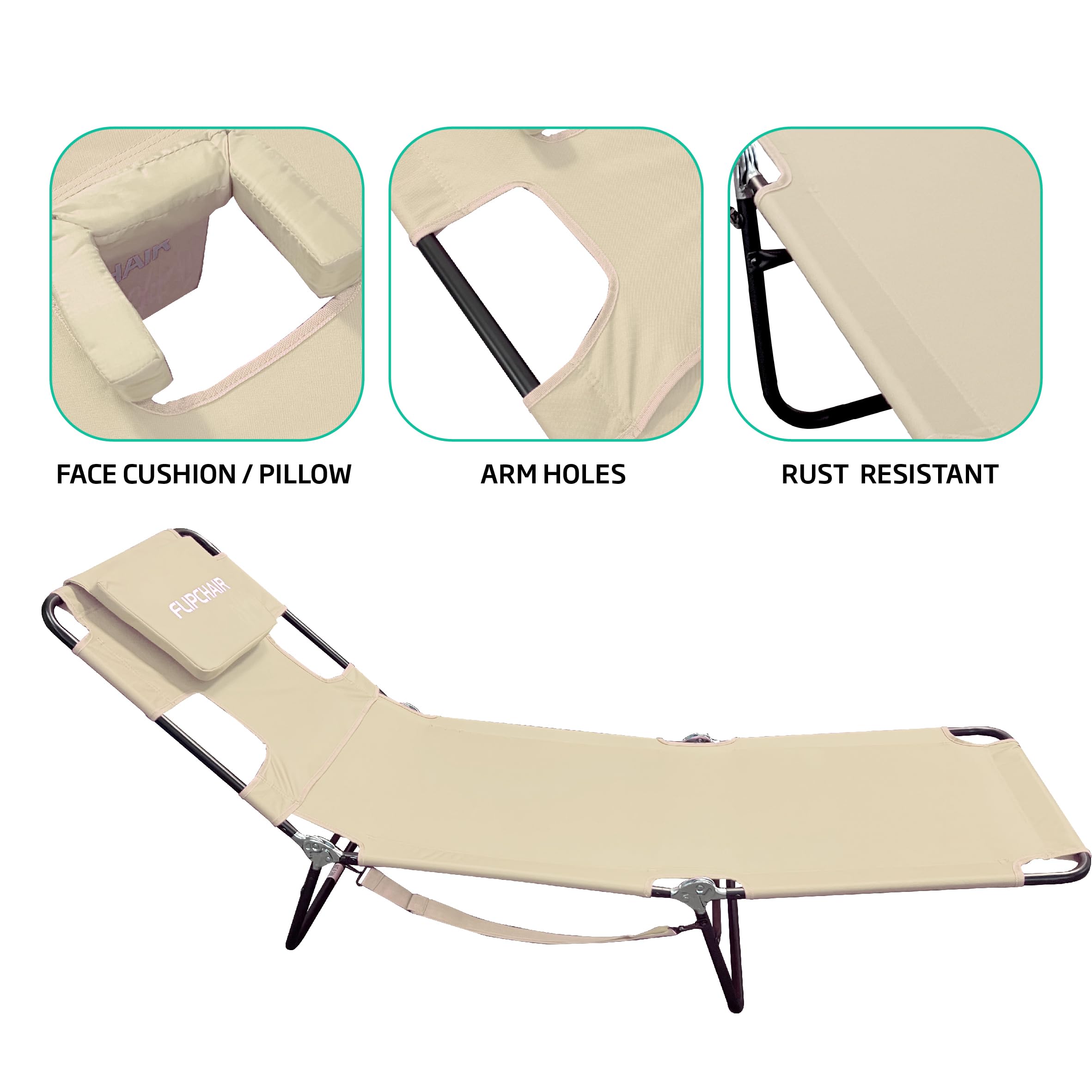 EasyGo Products backrest positions adapt to lounging or face-down tanning.
