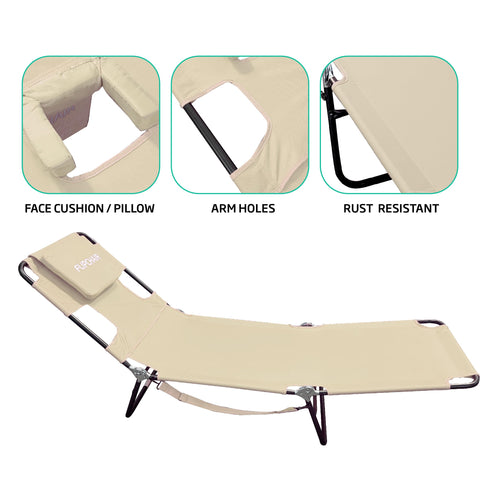 EasyGo Products backrest positions adapt to lounging or face-down tanning.