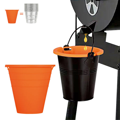 Easyki orange silicone grease-bucket-liner Traeger-compatibility for cleaner drips.
