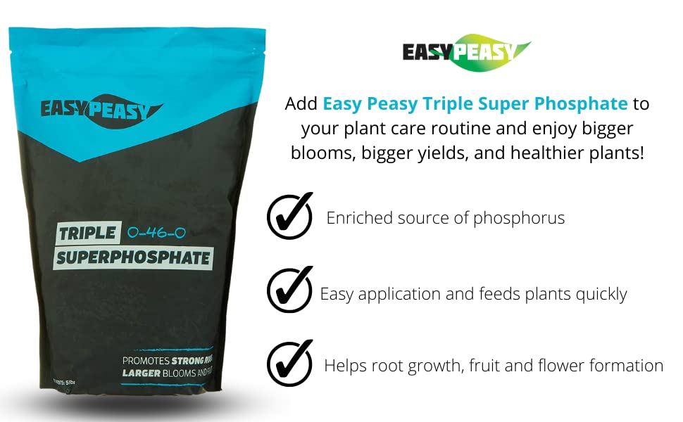 Easy Peasy fertilizer provides a 0-46-0 phosphorus formula for lawn vitality.