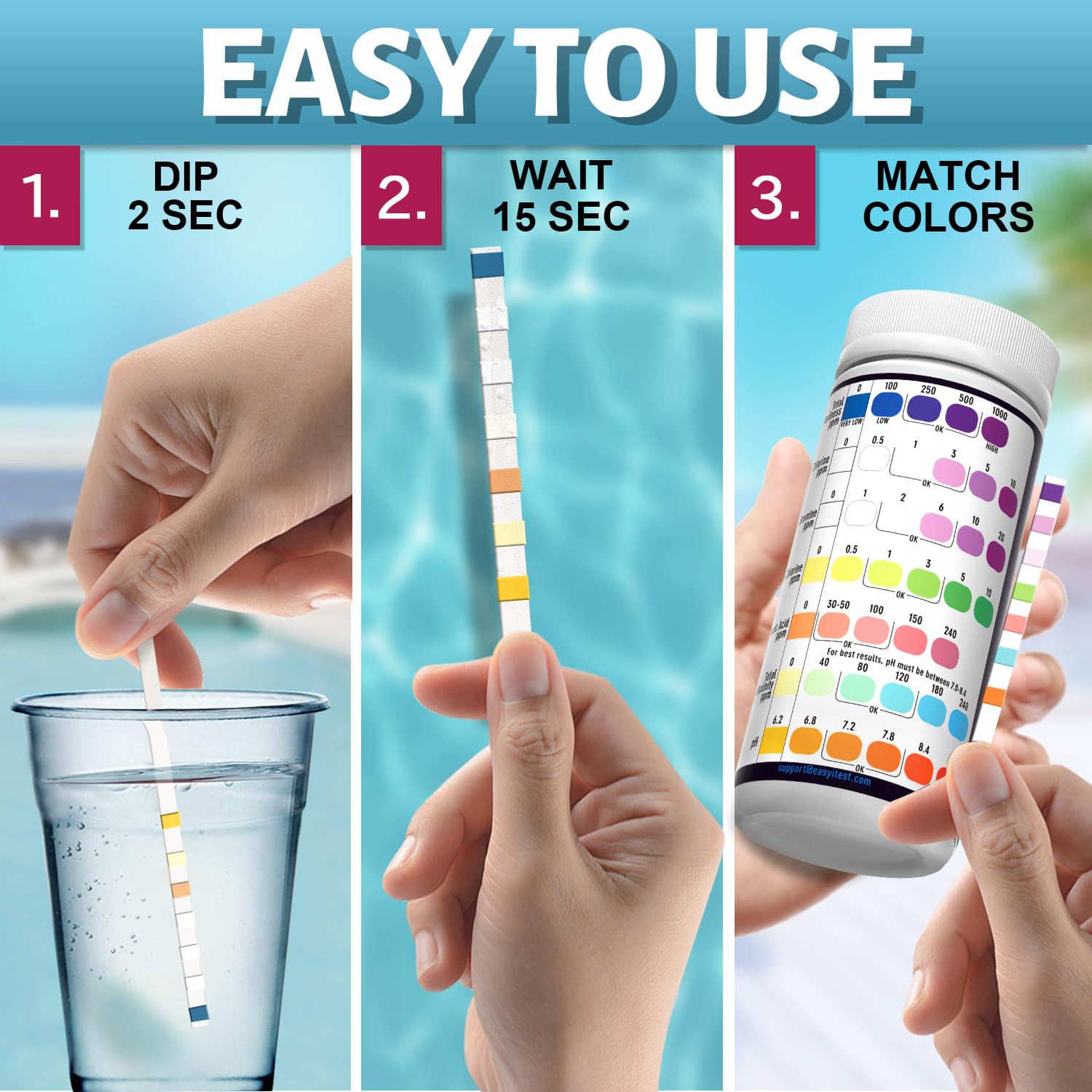 Compact EasyTEST storage tube protecting strips during storage and transport.
