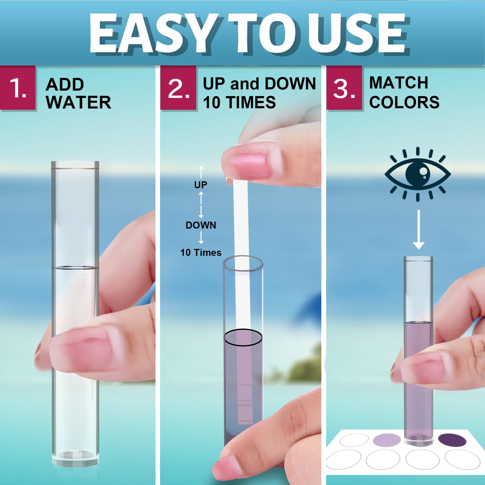 EasyTest 9-Way strips used in hot tub or pool testing.