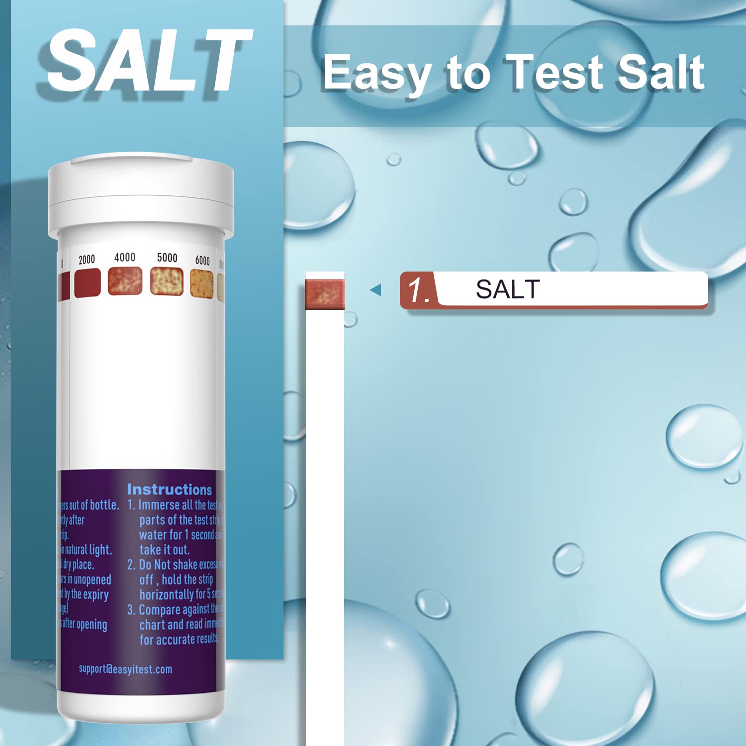 EASYTEST color chart comparison shows accurate salt concentration quickly