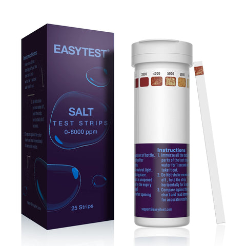 EASYTEST saltwater pool strips packaging for quick setup and storage