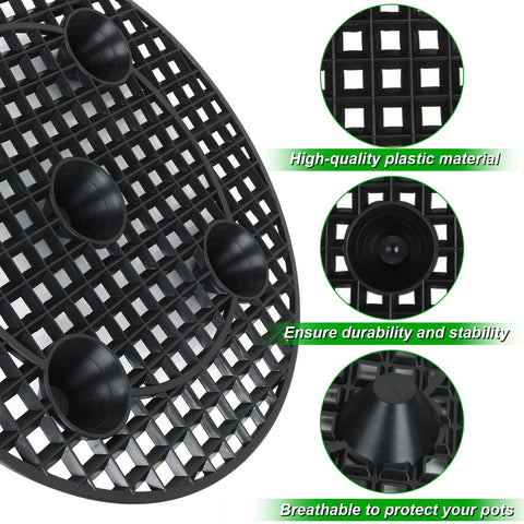 EATHEATY circular mesh drainage riser promotes air circulation under pots.