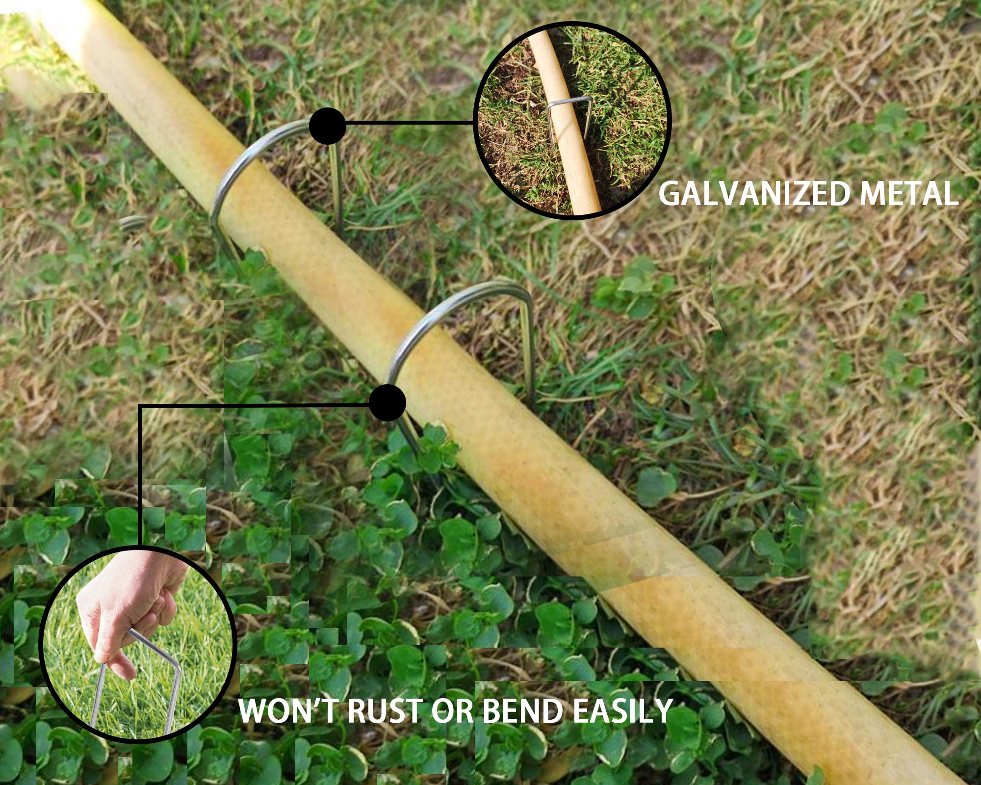 EATHEATY weed barrier stakes reinforce fabric edges for long-lasting stability.