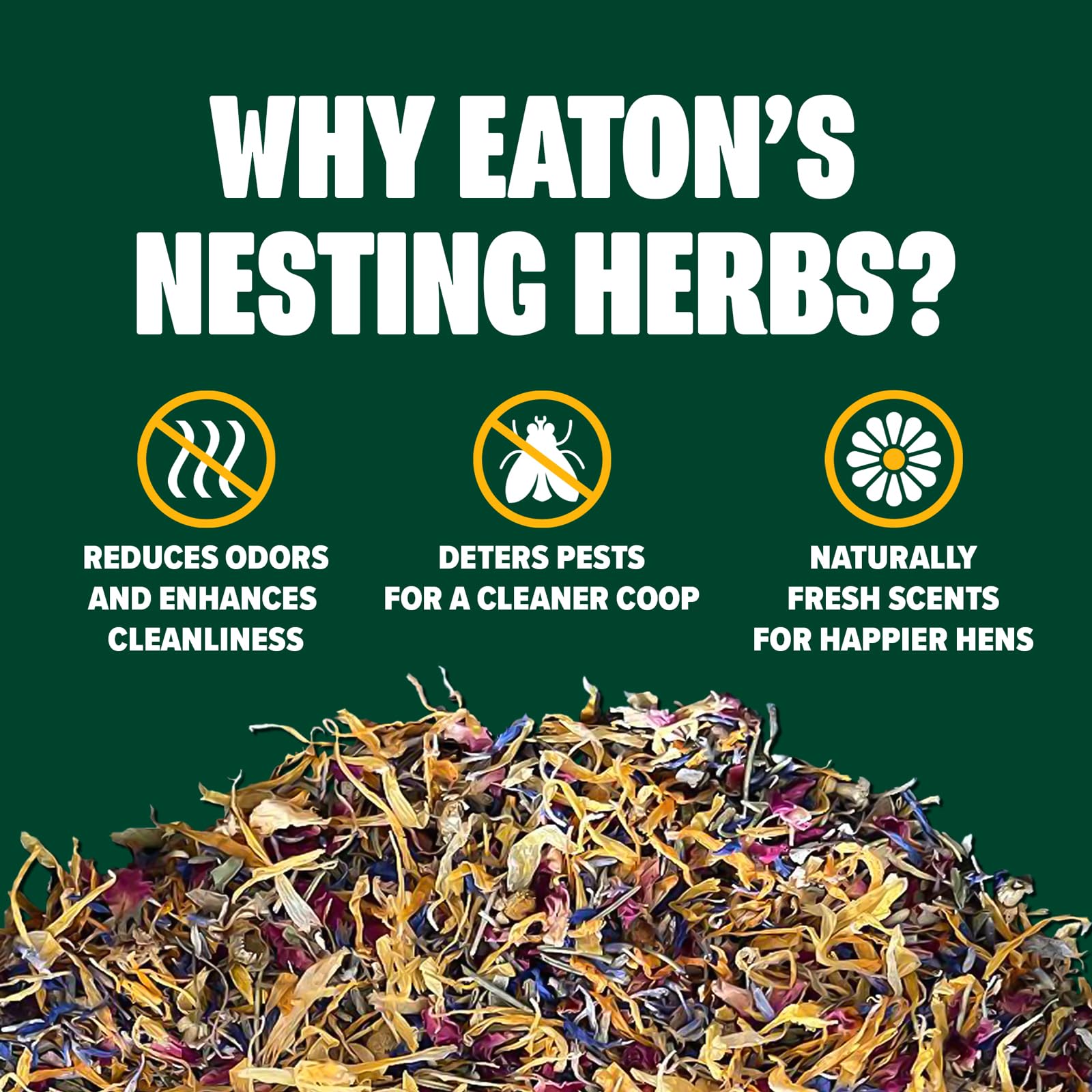 Eaton Nesting Herbs in coop aromatics scene for scent control