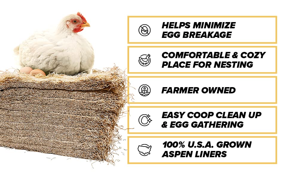 Eaton Pet and Pasture Nesting Pads create an even surface for easy egg collection.