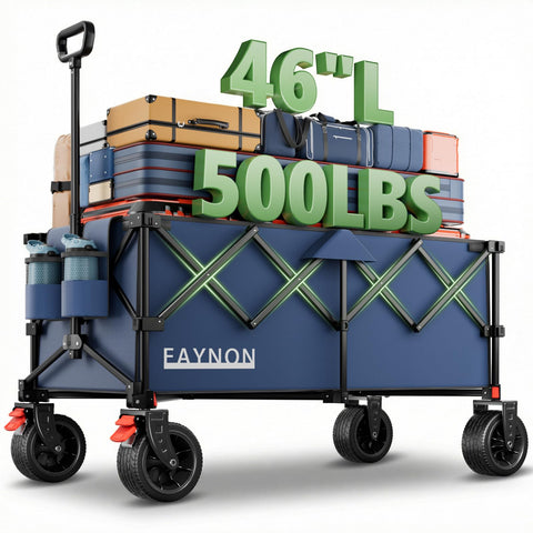 EAYNON 46in blue collapsible wagon front view for easy beach trips