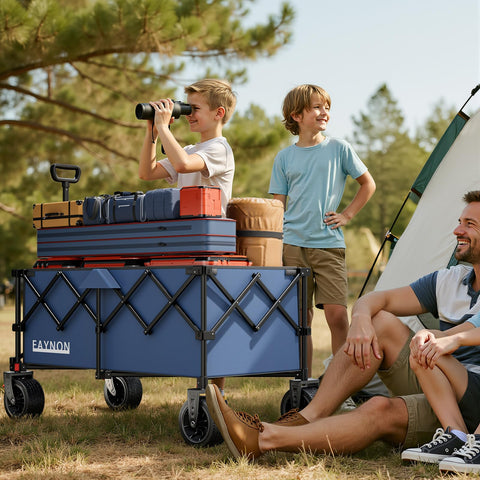 EAYNON beach-ready utility wagon blue for camping gear and groceries
