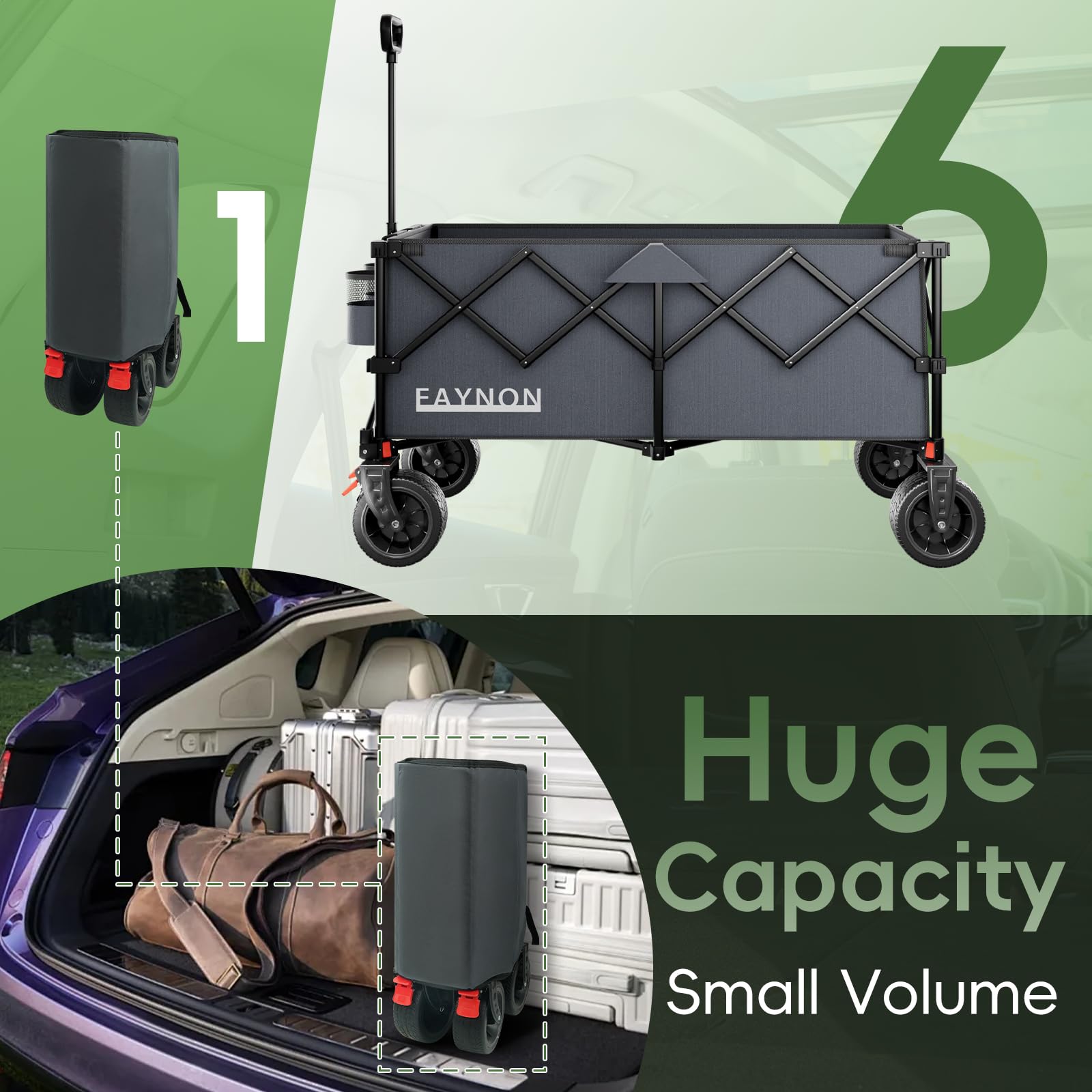 EAYNON heavy-duty carbon steel frame supports up to 500 lbs on rough surfaces
