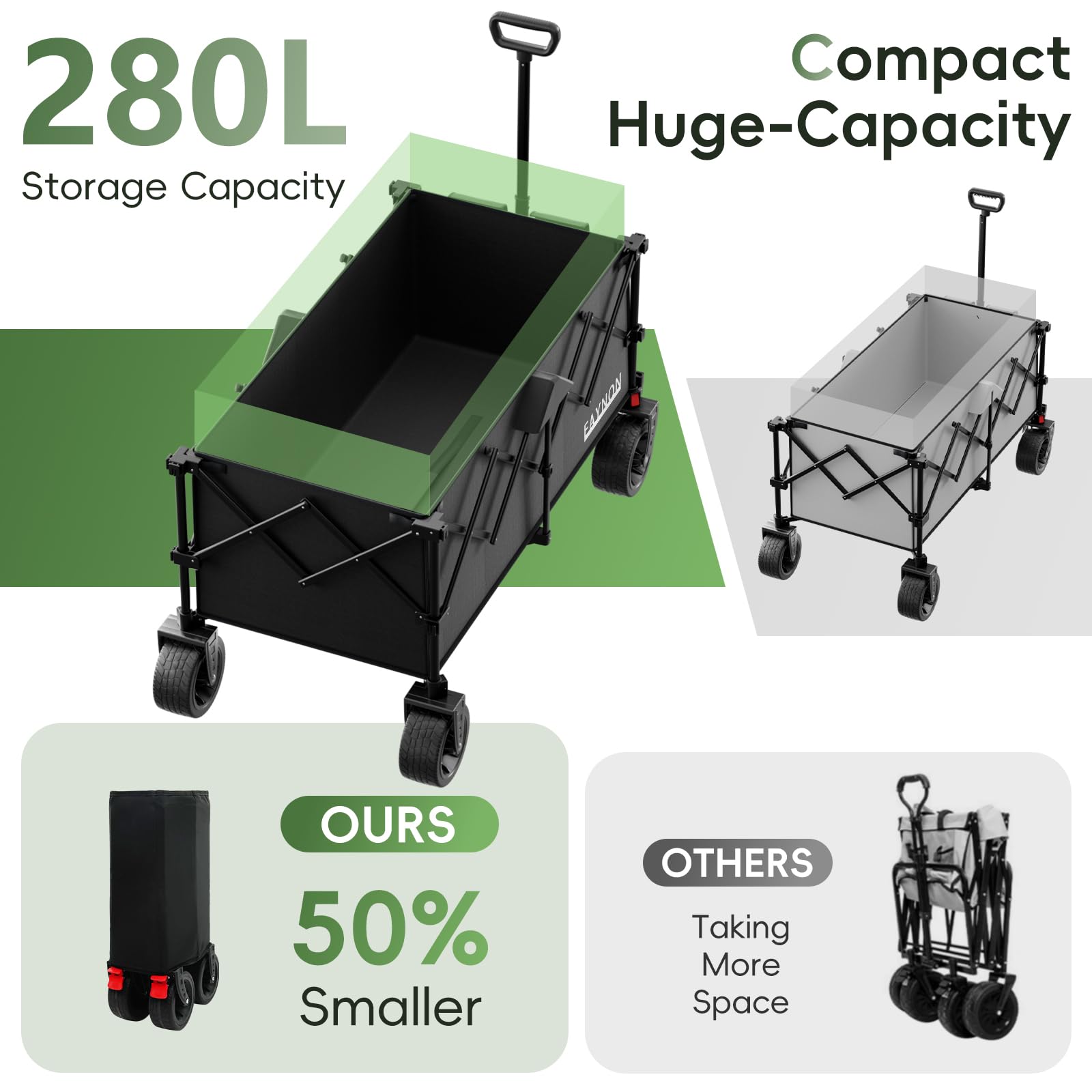 EAYNON heavy-duty carbon steel frame supports up to 500 pounds.