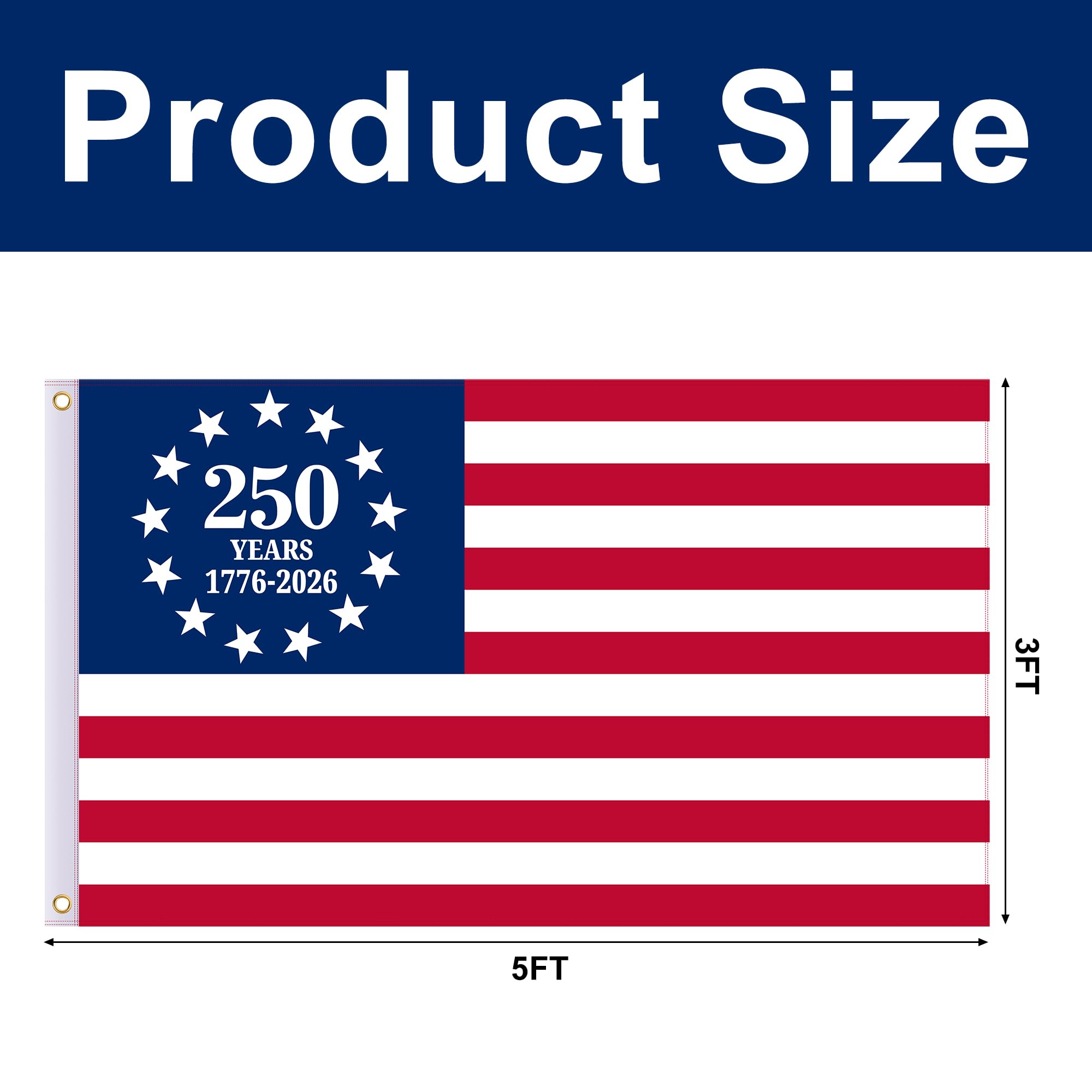 EBaokuup 1776-2026 double-sided flag for visibility from both sides