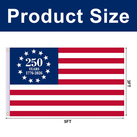 EBaokuup 1776-2026 double-sided flag for visibility from both sides