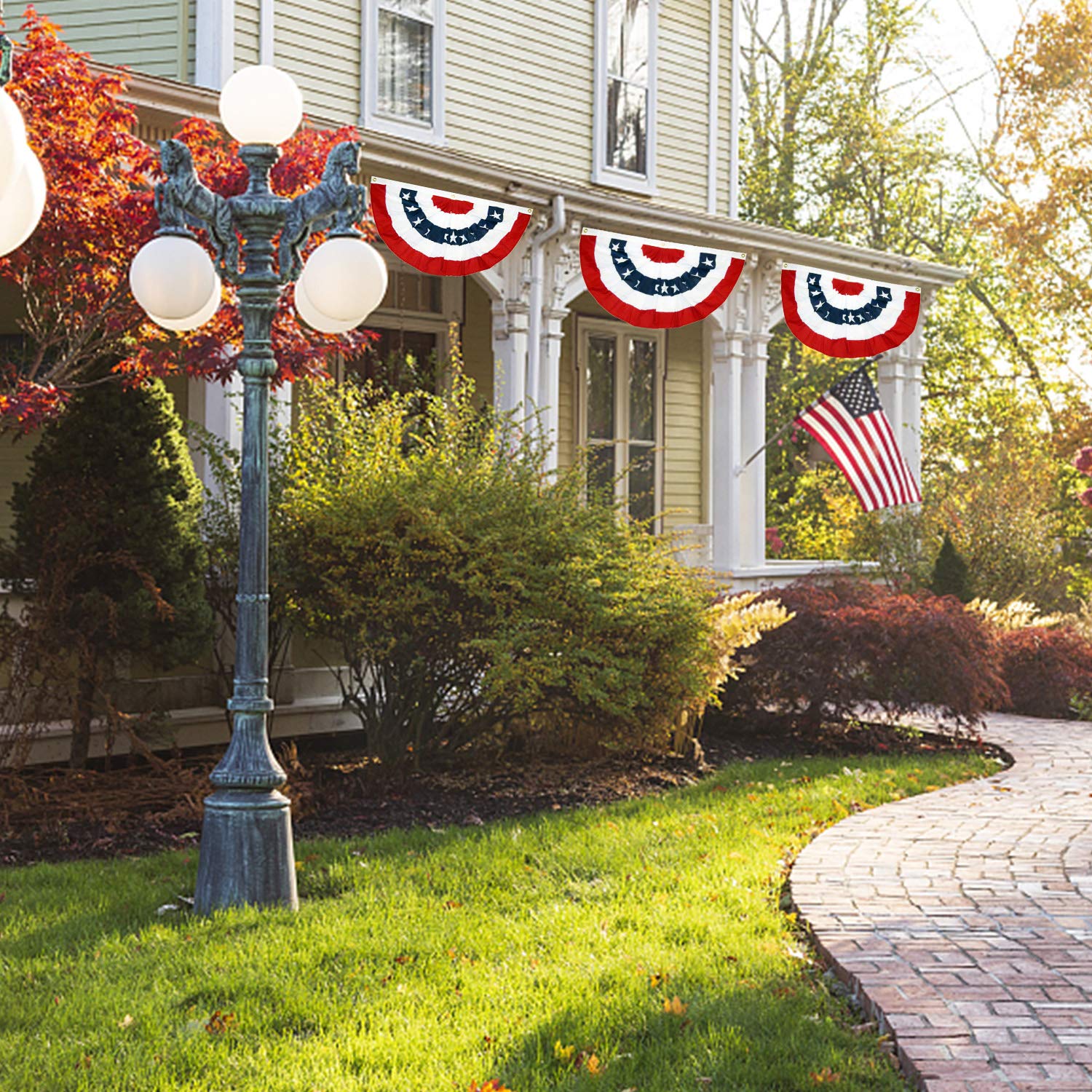 EBaokuup USA flag bunting ideal Independence Day banner.
