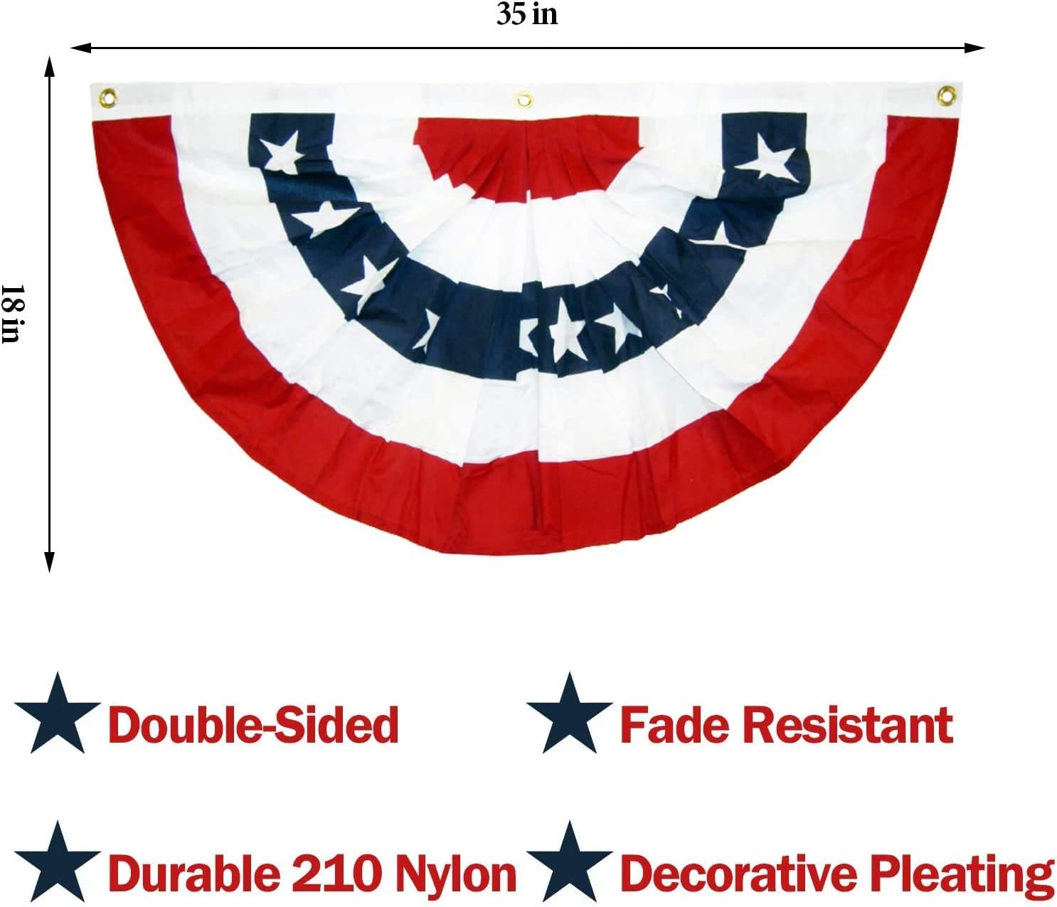 EBaokuup star-spangled banner with brass grommets for easy mounting.