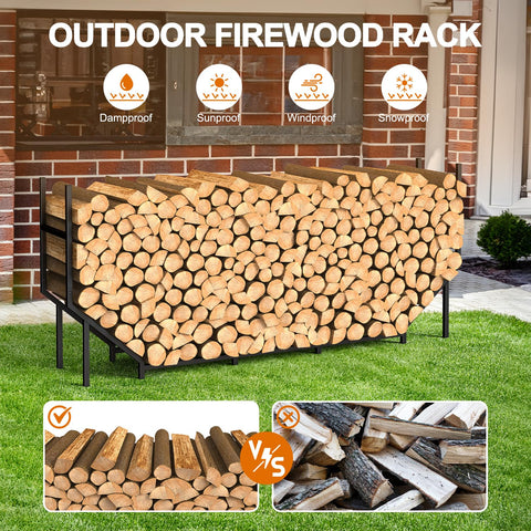 Ebeneze firewood rack bottom gap air circulation to prevent moisture and wood rot