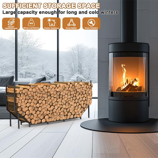 Ebeneze firewood rack black powder-coated finish resists rust and weather