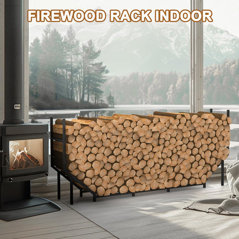 Ebeneze firewood rack dimensions 12.5 inches wide by 70.7 inches deep