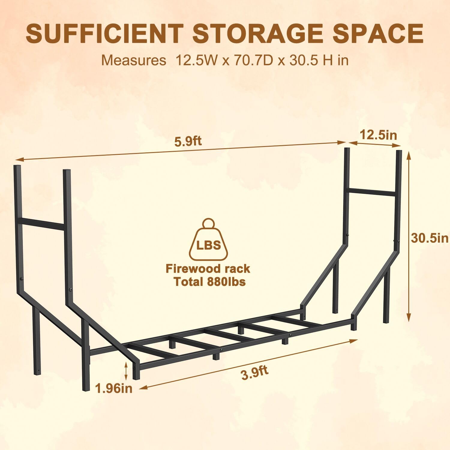 Ebeneze firewood rack outdoor indoor use in porch or deck setting