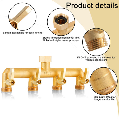 EBH extended metal handle improves grip during garden hose operation.