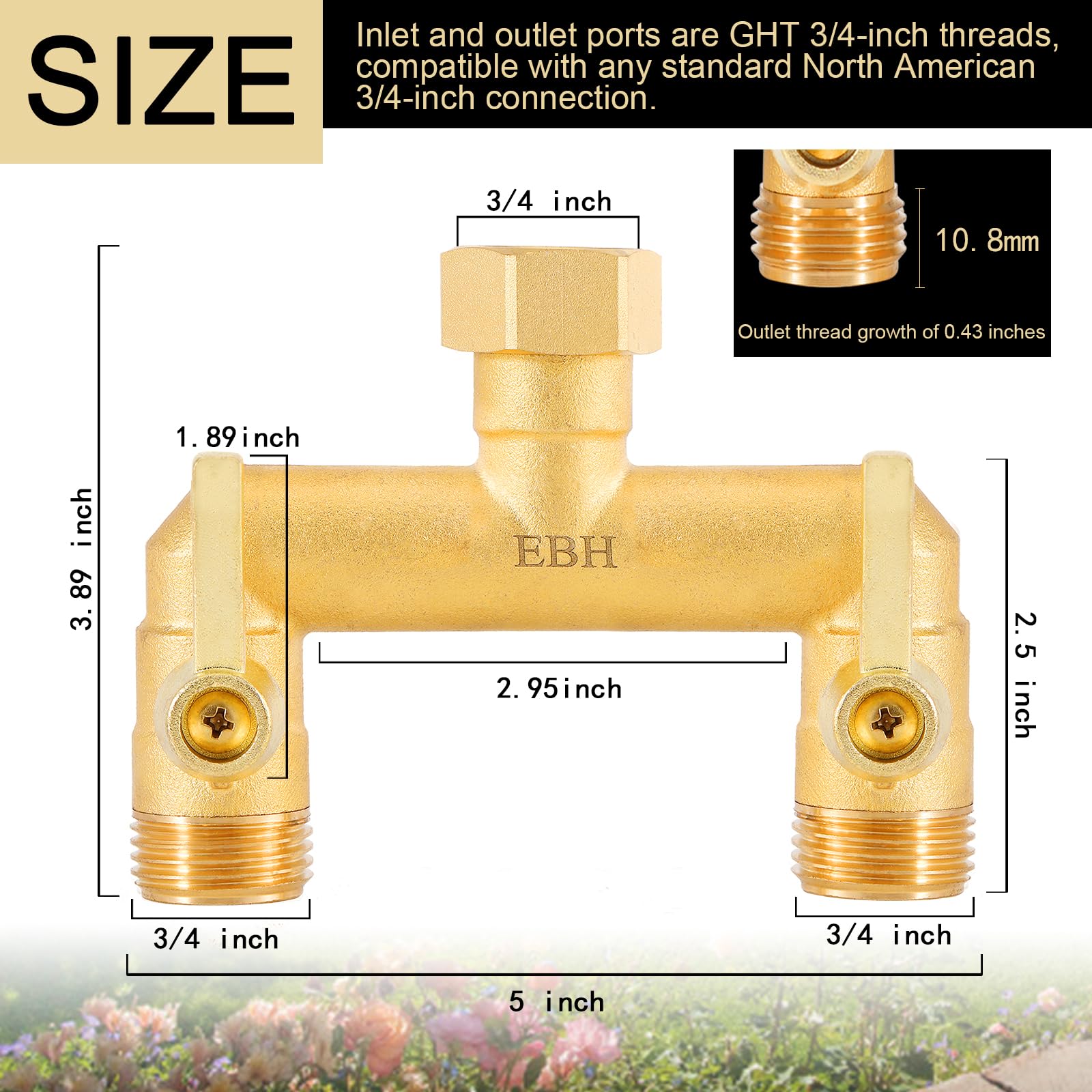 Close-up of EBH brass body showing heavy-duty, rust-resistant construction.