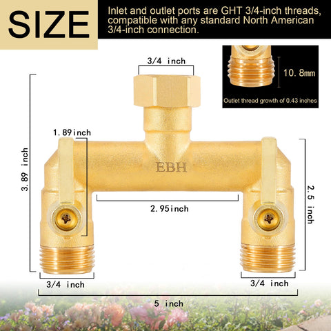 Close-up of EBH brass body showing heavy-duty, rust-resistant construction.