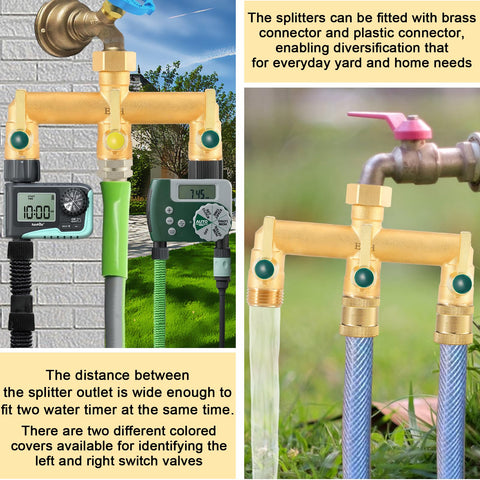 EBH durable brass outdoor splitter ready for garden tasks and cleanup