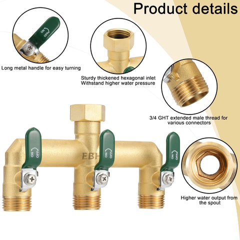 EBH ergonomic long handles enable smooth, precise water flow adjustments.
