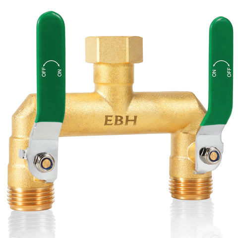EBH garden hose splitter 2-way brass for durable, versatile watering.