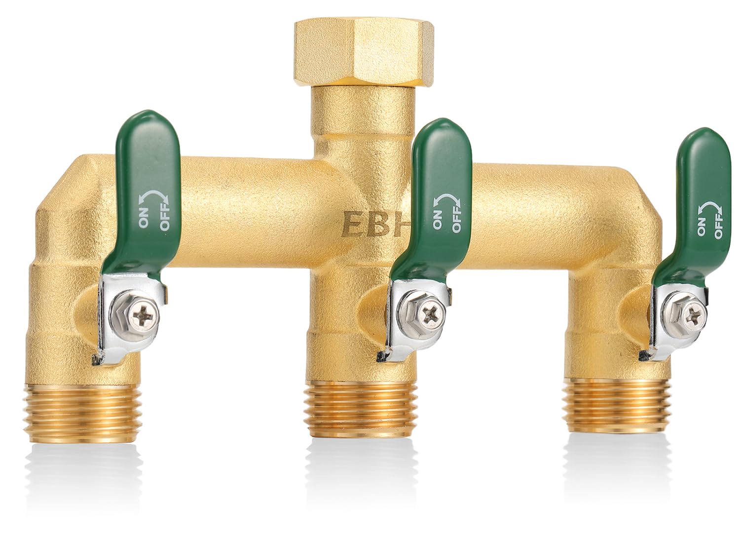 EBH garden hose splitter 3-way brass for durable outdoor use and easy flow control.