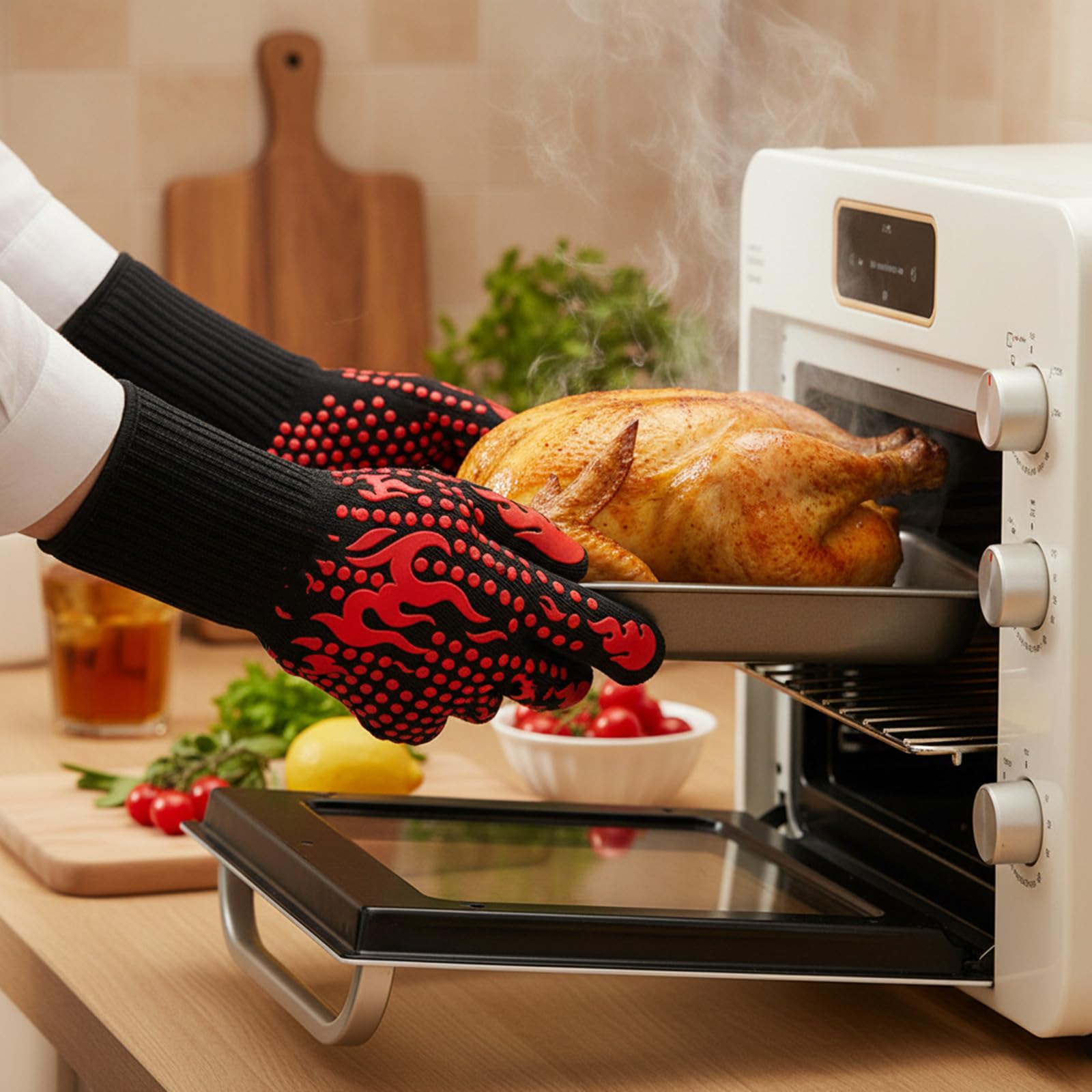 EBIEFLY gloves keep hands safe on oven racks and grills.