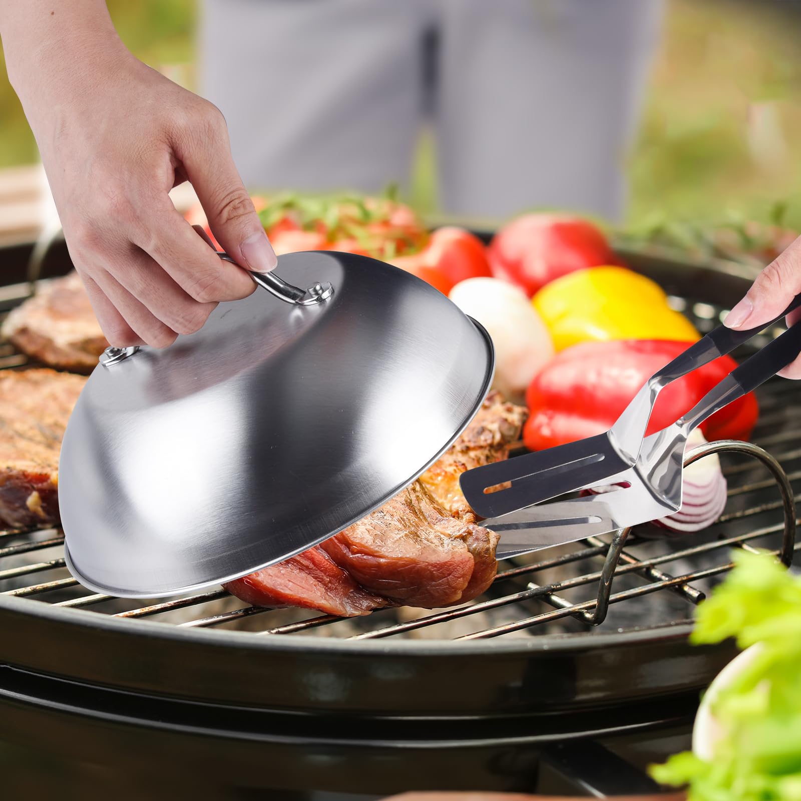 EBIEFLY spatula and tongs bundle for flipping and serving