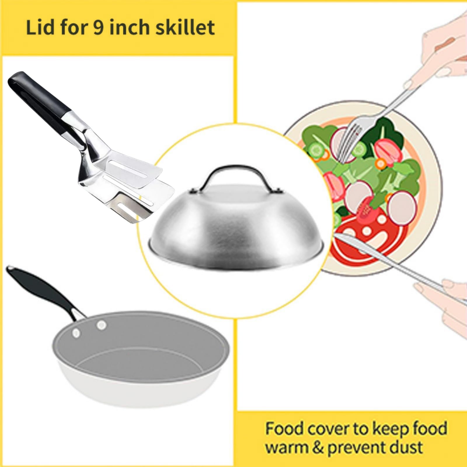 EBIEFLY 9in universal-fit dome works on grills, skillets, and griddles