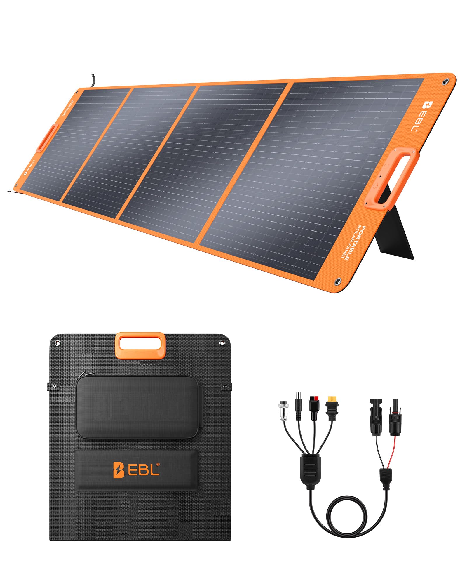 EBL 200W foldable panel unfolded for outdoor power on the go.