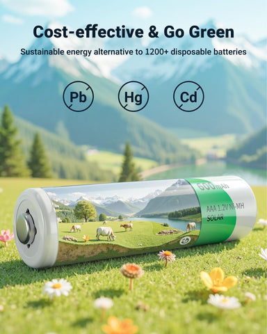 EBL aaa battery closeup showing 600mAh capacity