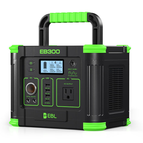 EBL EB300 front view shows compact portability for camping or home use.