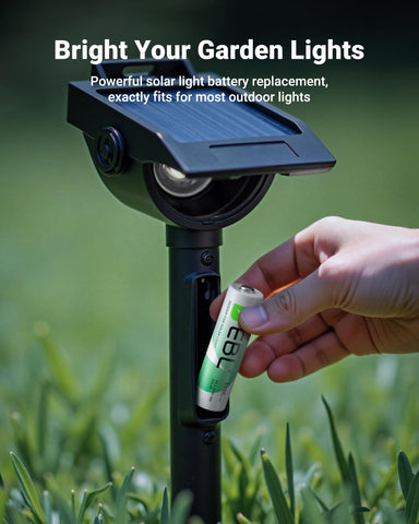 EBL rechargeable AA powers solar lights and garden fixtures reliably.