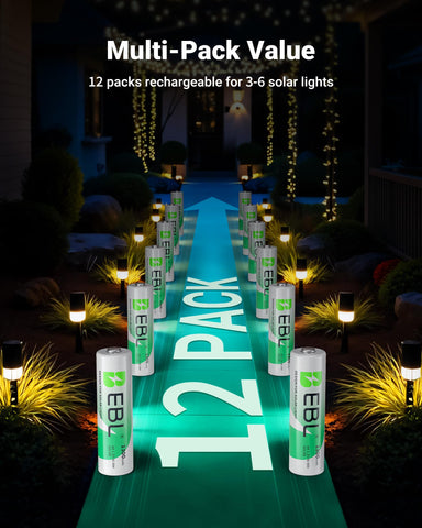 EBL Solar AA battery operates reliably from -4°F to 140°F in outdoor lights