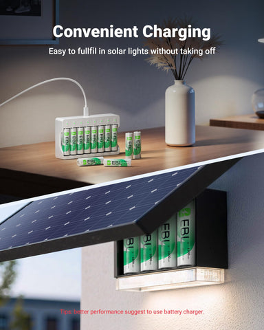 EBL Solar AA battery with low self-discharge keeps charge longer