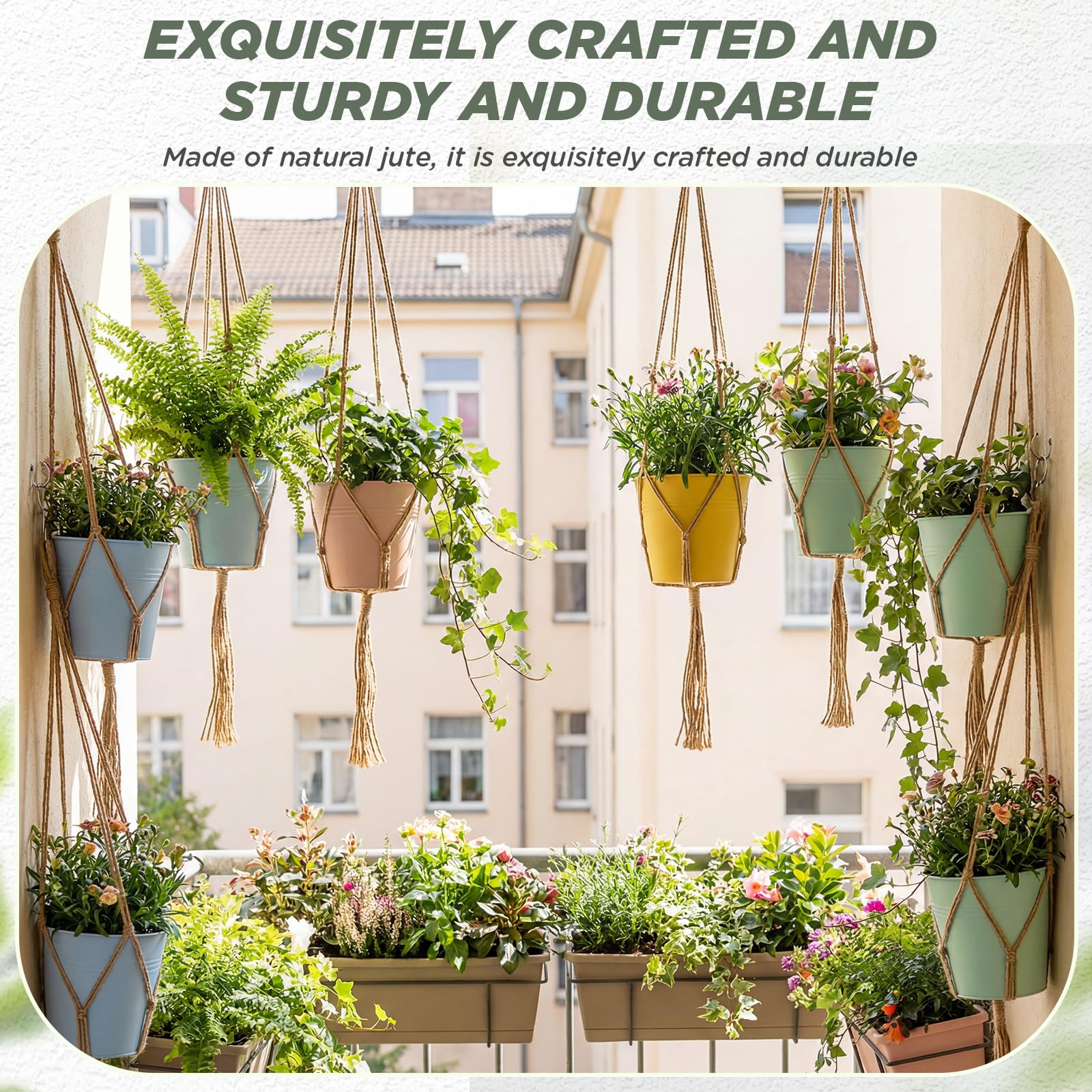 Indoor/outdoor use with linen color complements pots and spaces.
