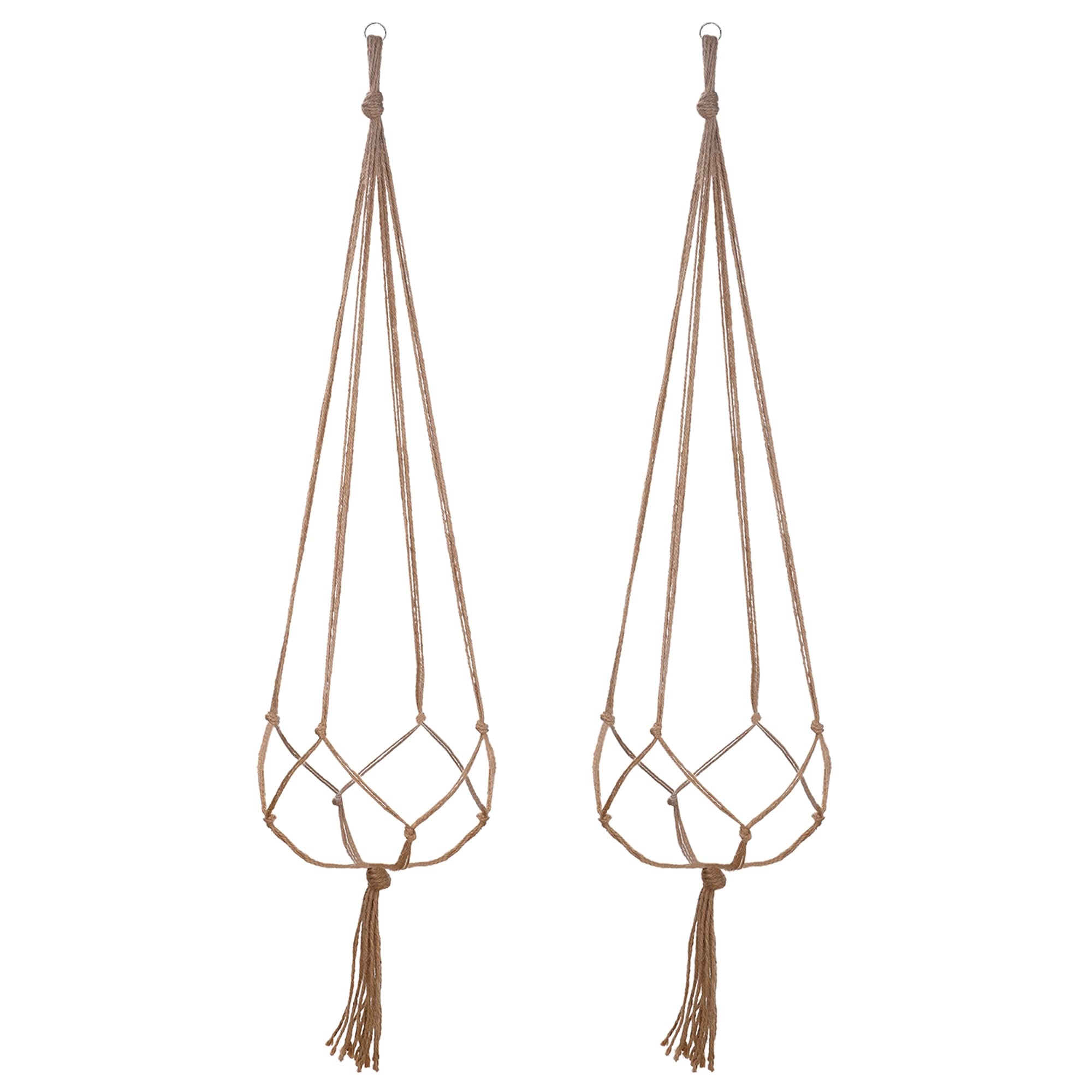 EBOOT 2-pack macrame plant hanger, 48-inch, four legs, linen color for indoor decor.