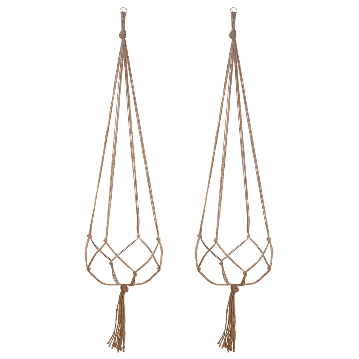 EBOOT 2-pack macrame plant hanger, 48-inch, four legs, linen color for indoor decor.
