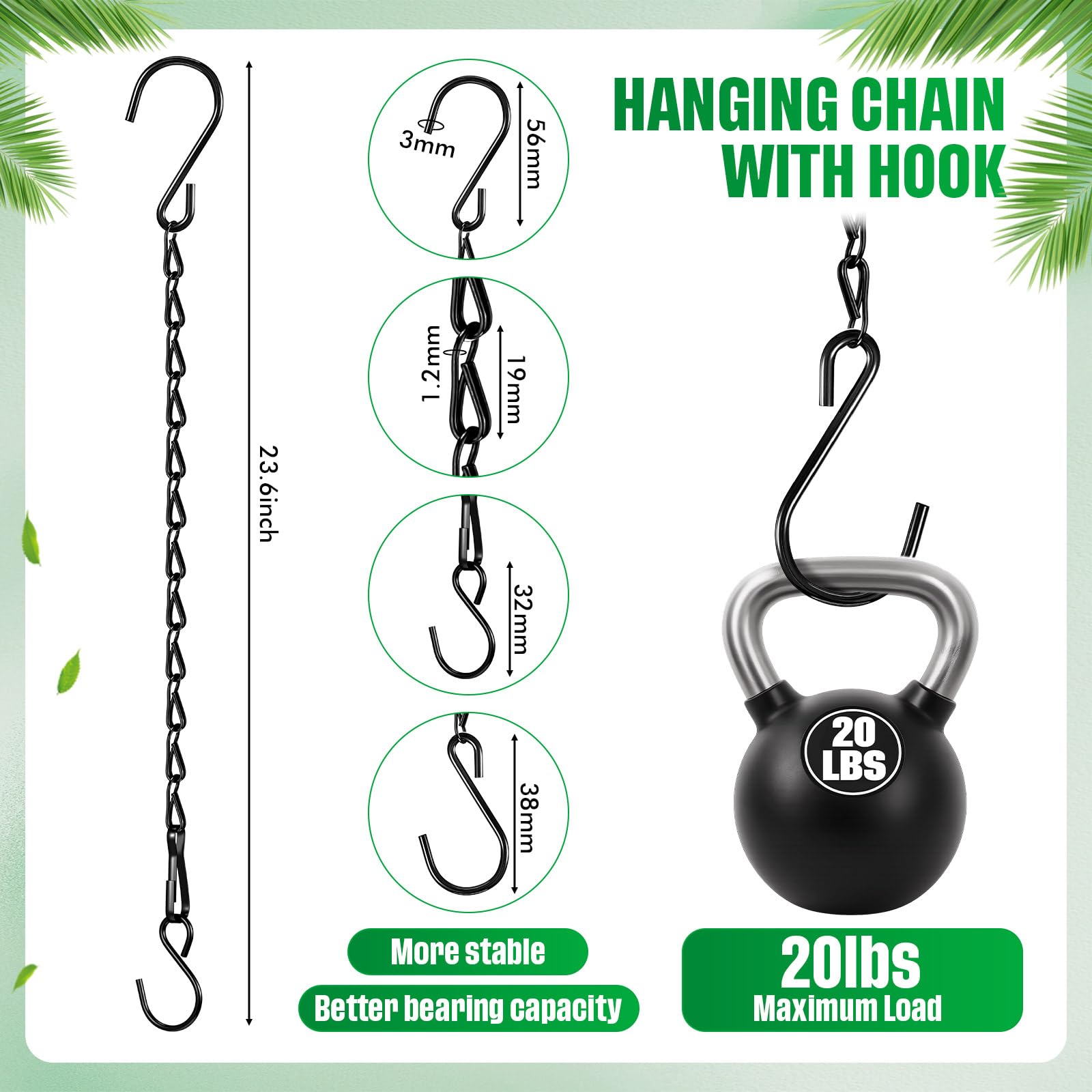 EBOOT hanging chain paired with a lantern for indoor or outdoor decor.