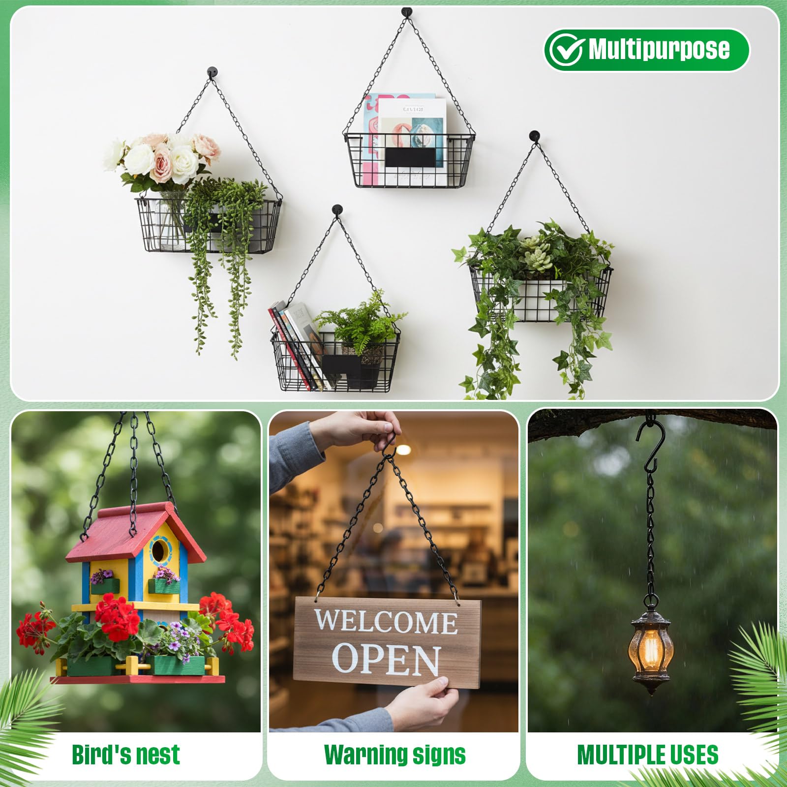 EBOOT wind chime display using hanging chain enhances outdoor décor.