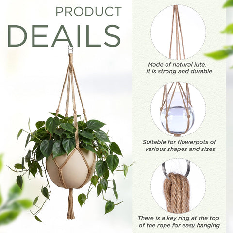 EBOOT macrame plant hanger ready to hang with stainless ring