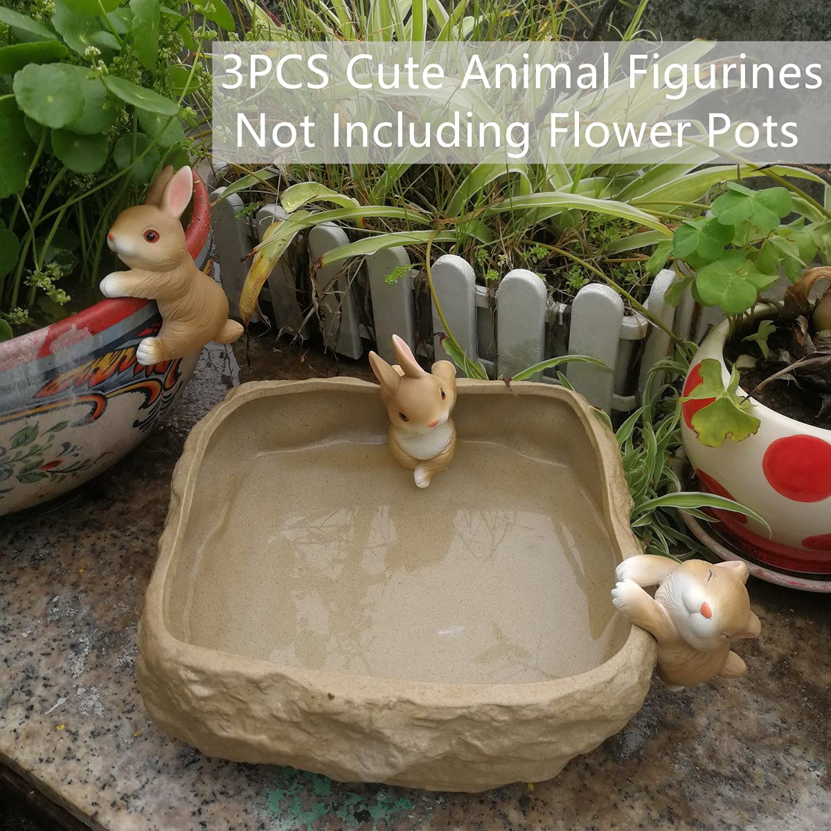 Ebrima bunny figurine plant pot hanger creates a cheerful focal point in your garden.