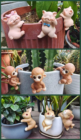 Ebrima bunny figurine plant pot hanger designed for outdoor use and easy setup.